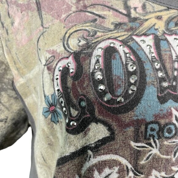 Plus Size Cowgirl Distressed Rhinestone Rodeo Western Graphic T Stampede Sz 1X - Picture 5 of 15